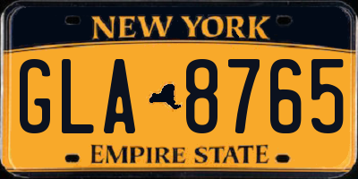 NY license plate GLA8765