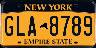 NY license plate GLA8789