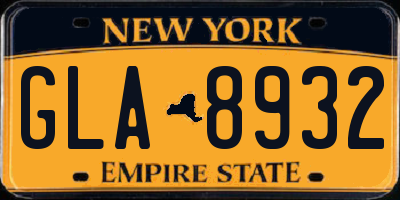 NY license plate GLA8932