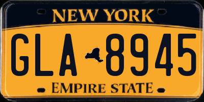 NY license plate GLA8945