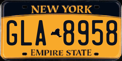 NY license plate GLA8958