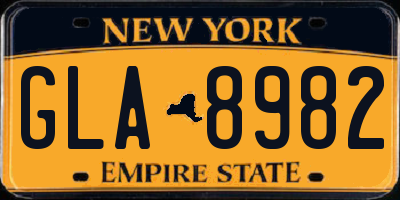 NY license plate GLA8982