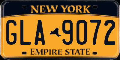 NY license plate GLA9072