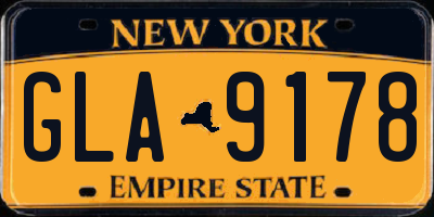 NY license plate GLA9178
