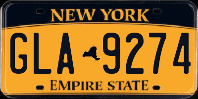 NY license plate GLA9274