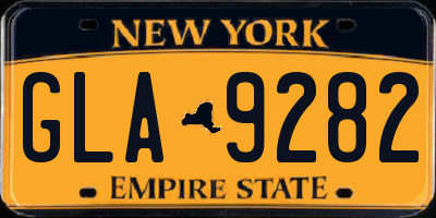 NY license plate GLA9282