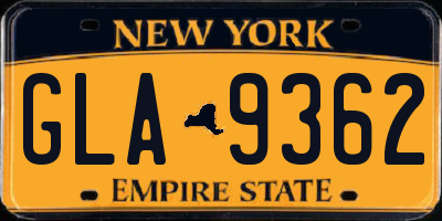 NY license plate GLA9362