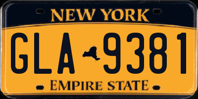NY license plate GLA9381