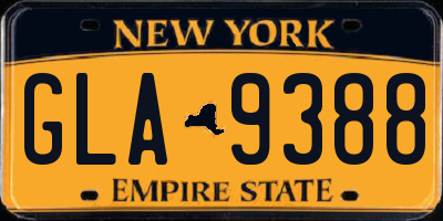 NY license plate GLA9388