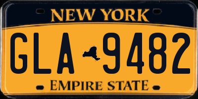 NY license plate GLA9482