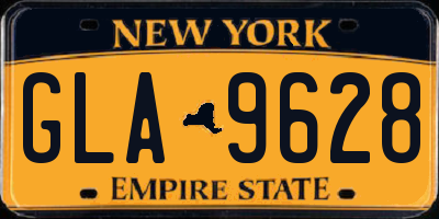 NY license plate GLA9628
