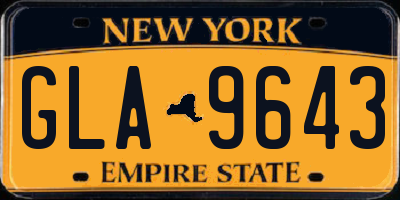 NY license plate GLA9643