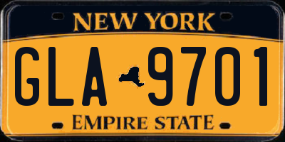 NY license plate GLA9701