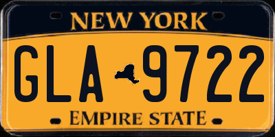 NY license plate GLA9722