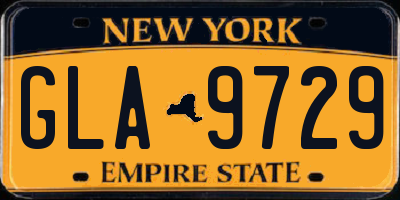 NY license plate GLA9729