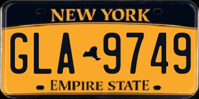 NY license plate GLA9749
