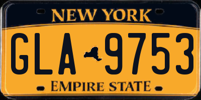 NY license plate GLA9753
