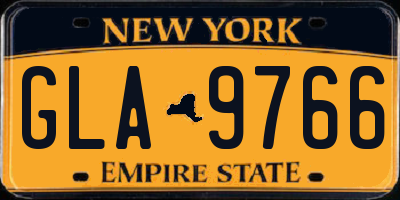 NY license plate GLA9766