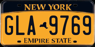 NY license plate GLA9769