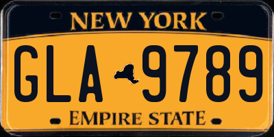 NY license plate GLA9789
