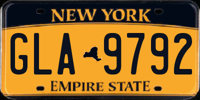 NY license plate GLA9792