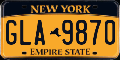 NY license plate GLA9870