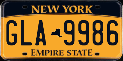 NY license plate GLA9986