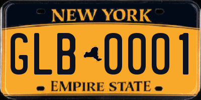 NY license plate GLB0001