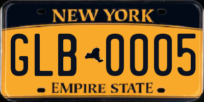 NY license plate GLB0005