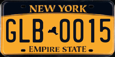 NY license plate GLB0015