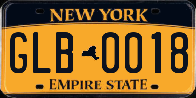 NY license plate GLB0018