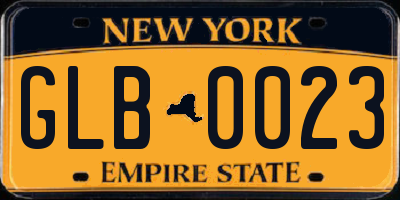 NY license plate GLB0023