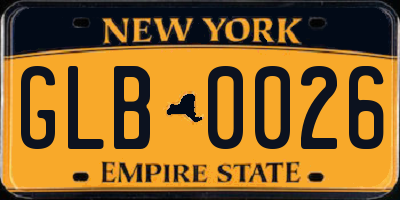NY license plate GLB0026