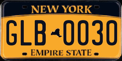 NY license plate GLB0030