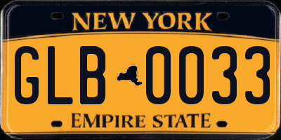 NY license plate GLB0033