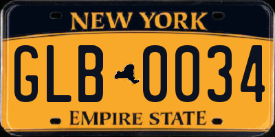NY license plate GLB0034