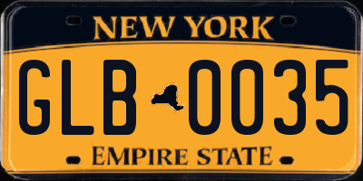 NY license plate GLB0035