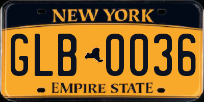 NY license plate GLB0036
