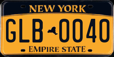 NY license plate GLB0040