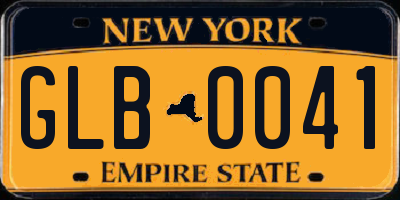 NY license plate GLB0041