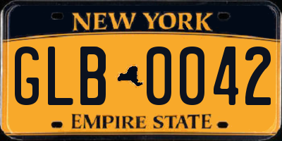 NY license plate GLB0042