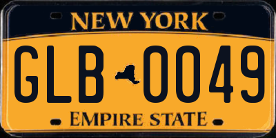 NY license plate GLB0049