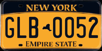 NY license plate GLB0052