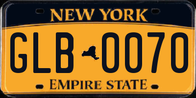 NY license plate GLB0070
