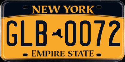 NY license plate GLB0072