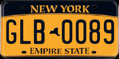 NY license plate GLB0089