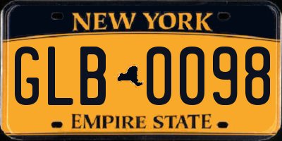 NY license plate GLB0098