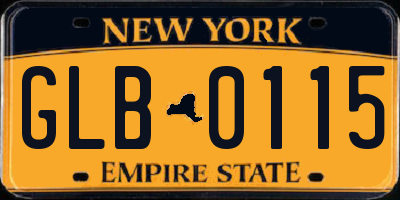 NY license plate GLB0115