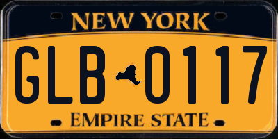 NY license plate GLB0117