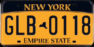 NY license plate GLB0118